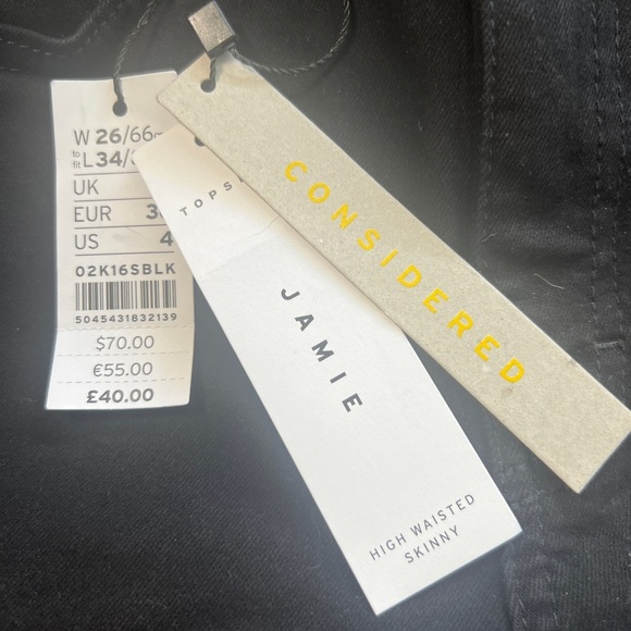 Topshop high rise Jamie jeans in black size 26x34 / 4 - skinny NWT - Picture 5 of 9